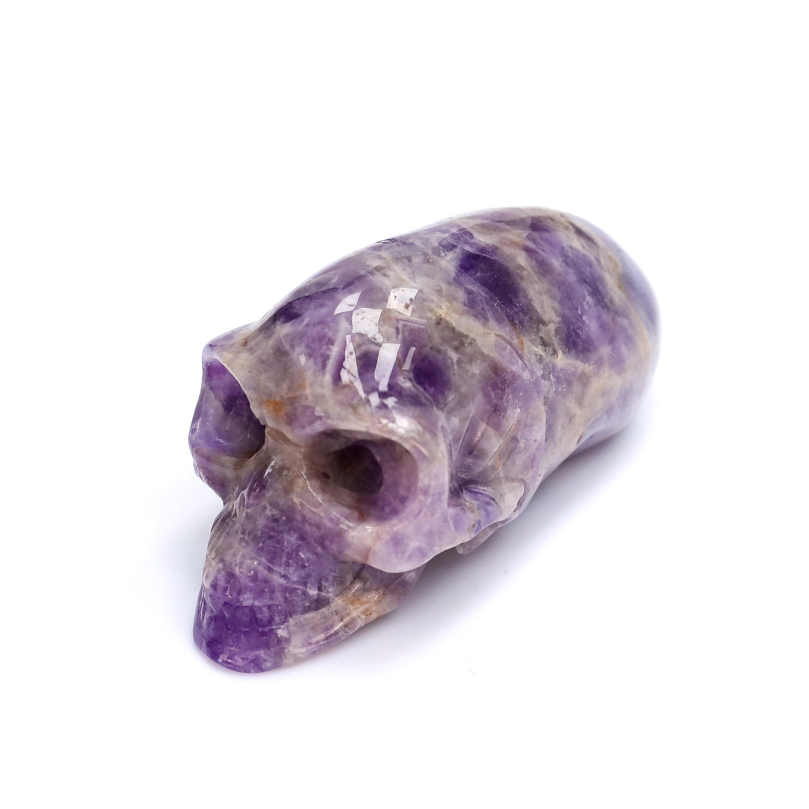 amethyst Mayan skull 7cm front view third eye chakra stone