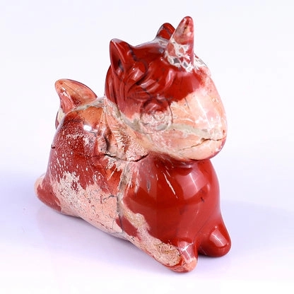 red jasper unicorn carving