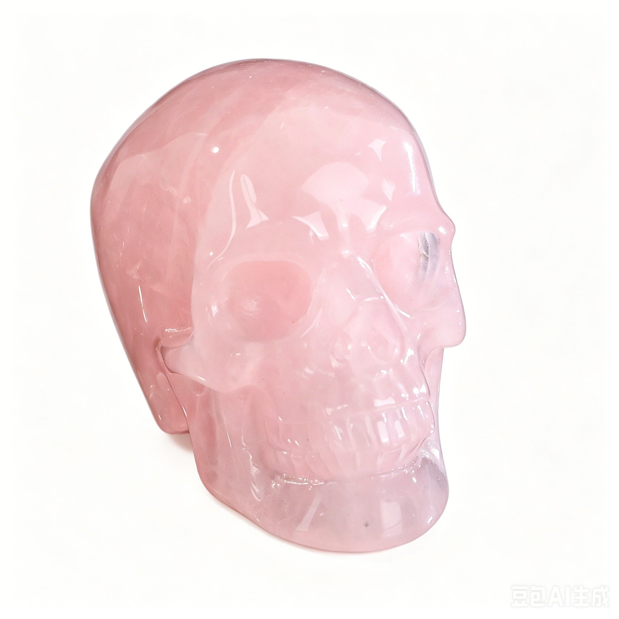 pink quartz crystal skull top down view heart chakra tool